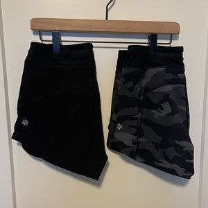 Athleta Girl Run the World shorts, bundle of 2 pair size 12, black and camo (